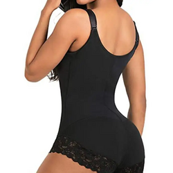 Body Modelator Nela (fermoar si dantela) negru