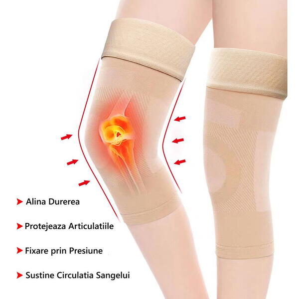 Pressio Orteza genunchi compresiva cu banda de silicon bej 15 - 21 mmHg