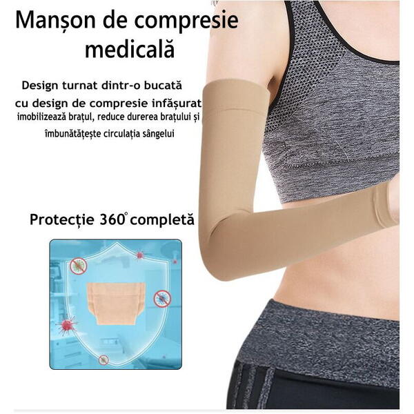 Pressio Manson fără degete de compresie cu banda de silicon bej 15 - 21 mmHg